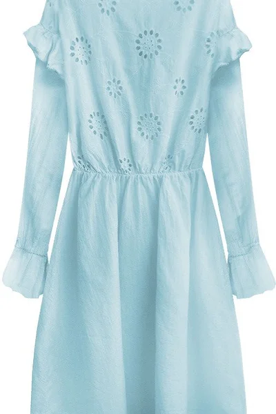 Světle modré bavlněné šaty s výšivkou Made in Italy 303