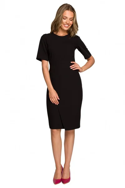 Černé tužkové šaty s krátkým rukávem Style