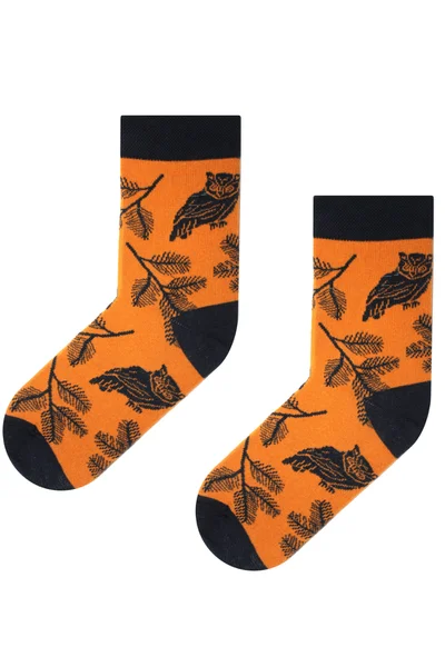 Unisex vysoké ponožky se sovou Skarpol oranžovo-černé