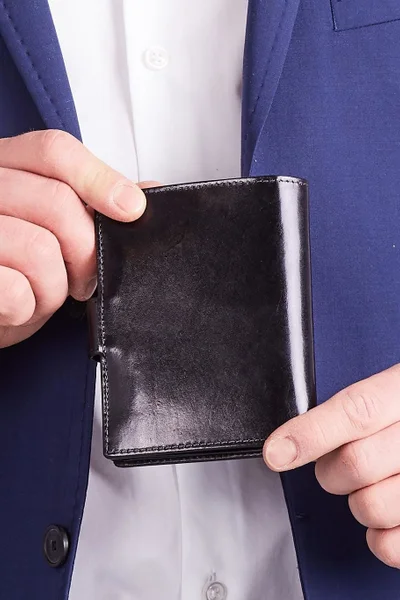 Pánská vertikální černá kožená peněženka FPrice
