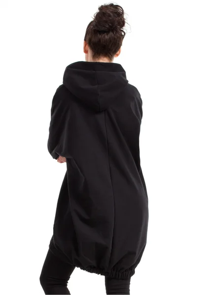 Oversize dámské černé mikinové šaty BeWear