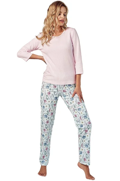 Bavlněné dámské pyžamo se vzorovanými kalhotami Taro