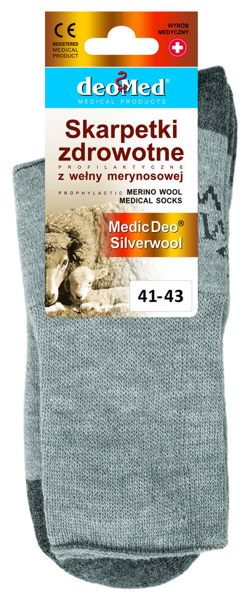 Zdravotní ponožky s vlnou merino a stříbrem, šedá 38-40 i170_MEDIC-DEO-SILVERWOOL-SZARY-38-40