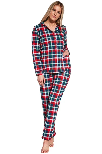 Bavlněné barevné kárované dámské pyžamo Cornette
