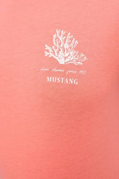 Korálové dámské tričko s logem Mustang