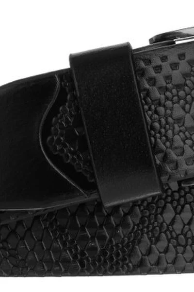 Černý kožený opasek s hadím vzorem FPrice