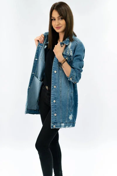 Dlouhá dámská džínová oversize bunda B521 IZZY DENIM