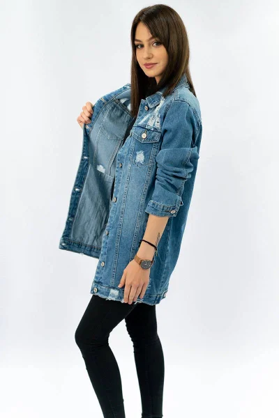 Dlouhá dámská džínová oversize bunda B521 IZZY DENIM