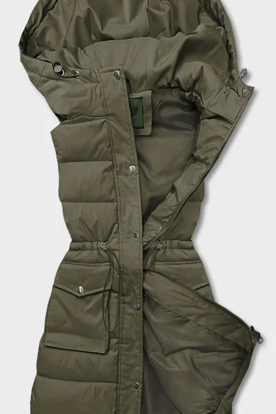 Dámská péřová vesta v army barvě s kapucí A791 CANADA Mountain khaki