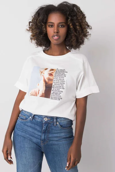 Bílé dámské tričko s potiskem a textem FPrice