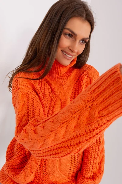 Výrazný oranžový dámský svetr se stojáčkem FPrice