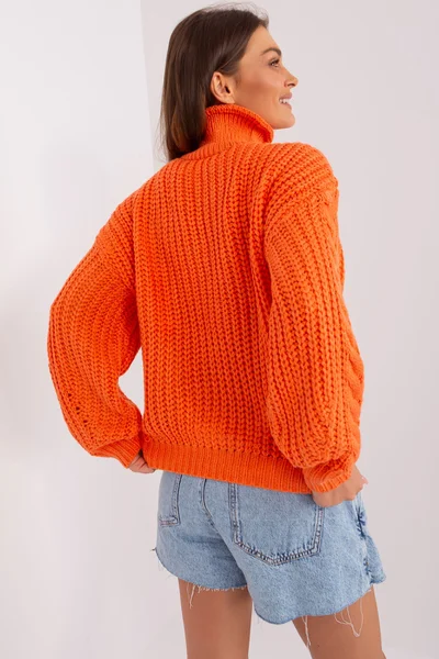 Výrazný oranžový dámský svetr se stojáčkem FPrice