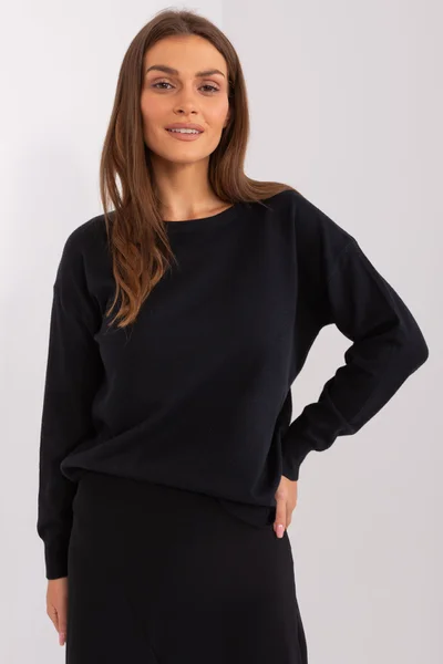 Jednoduchý dámský černý pulovr FPrice