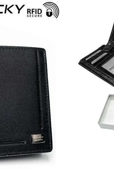 Vertikální pánská černá peněženka z přírodní kůže FPrice