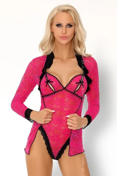 LivCo Corsetti erotický set - růžové body a župánek