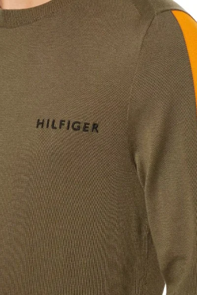 Khaki pánský bavlněný pulovr Tommy Hilfiger Regule fit