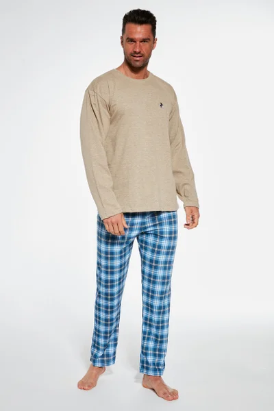 Pánské bavlněné pyžamo s dlouhými kalhotami Cornette