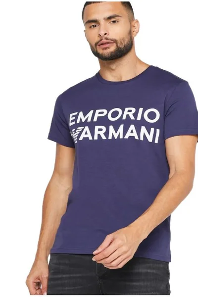 Tmavě modré pánské tričko s krátkými rukávy Emporio