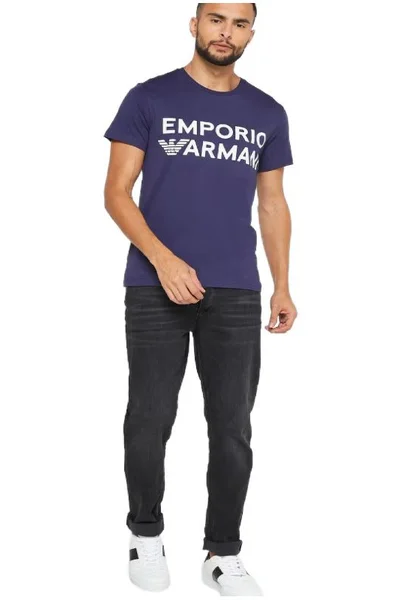 Tmavě modré pánské tričko s krátkými rukávy Emporio