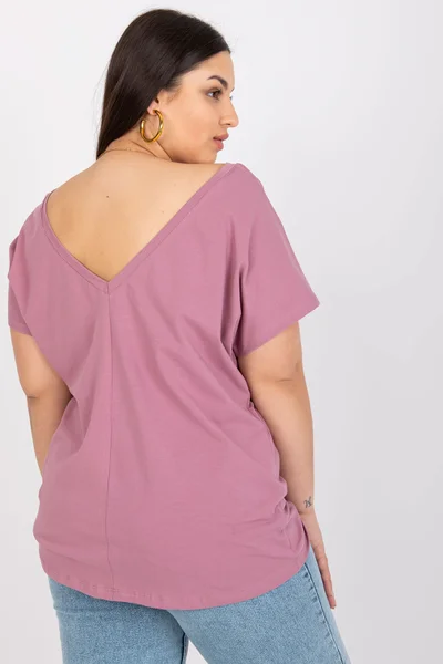 Dámské růžové růžové bavlněné tričko plus size FPrice