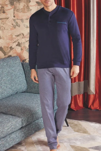 Klasické bavlněné pánské dlouhé pyžamo NOTTINGHAM
