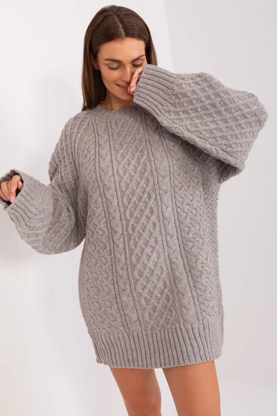 Maxi oversize šedý svetr/mini šaty FPrice