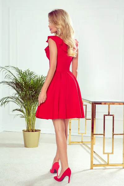 Červené šaty s kanýrkem Numoco Pola