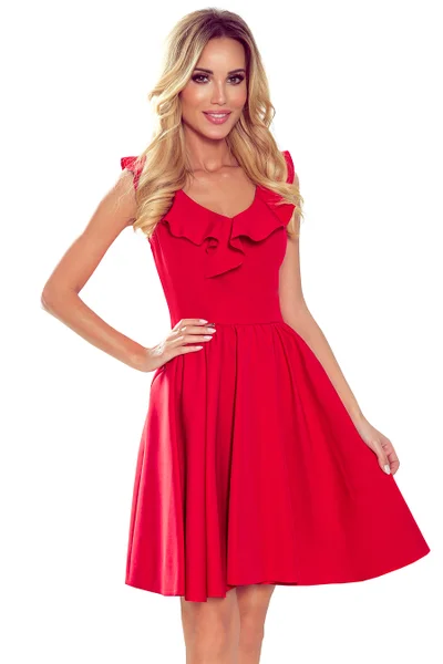 Červené šaty s kanýrkem Numoco Pola