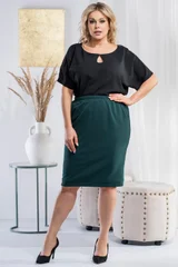 Tmavě zelená dámská pouzdrová sukně Karko plus size