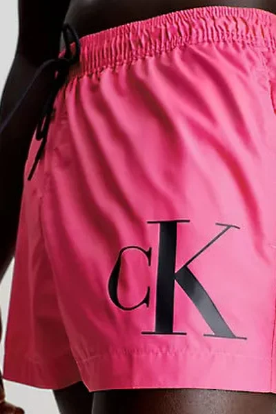 Stylové růžové pánské koupací šortky s logem Calvin Klein plus size