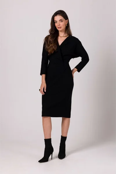 Business zavinovací dámské černé šaty BeWear