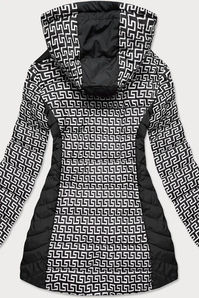 Černo-bílá vzorovaná dámská bunda s kapucí ZA956 SPEED.A