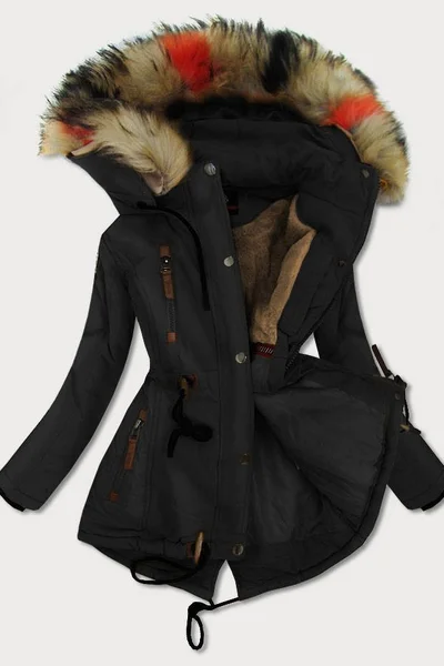 Zimní hřejivá parka s barevným kožíškem na kapuci 6&8 Fashion