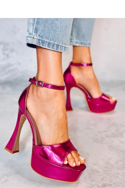 Sexy moderní růžové metalické střevíčky na vysokém podpatku Inello