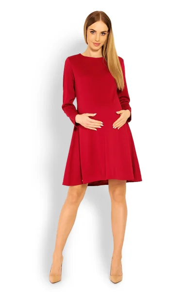 Dámské těhotenské šaty s rozšířenou sukní PeeKaBoo červené