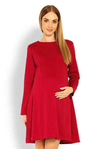 Dámské těhotenské šaty s rozšířenou sukní PeeKaBoo červené