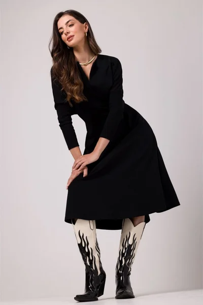 Elegantní dámské bavlněné áčkové midi šaty BeWear