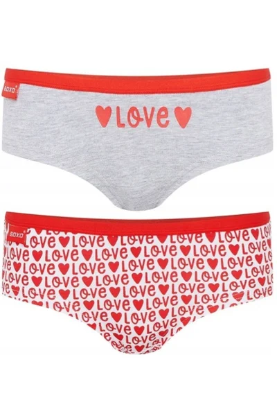Dámské valentýnské kalhotky - 2 pack Soxo (barva šedá/červená)