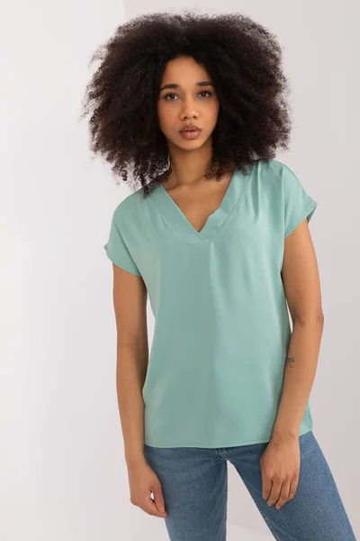 Mint dámské tričko V-neck s krátkými rukávy FPrice