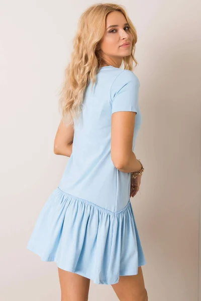 Baby blue dámské mini šaty s nabíranou sukní Rue Paris