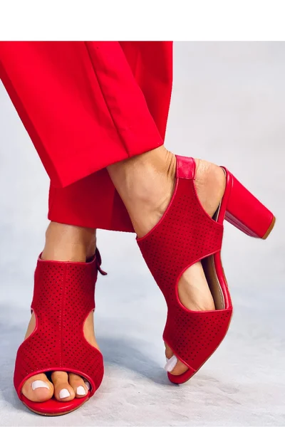 Červené semišové otevřené dámské sandály Inello