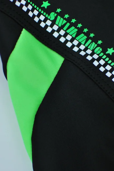 Dětské koupací boxerky černé-neon zelené Noviti