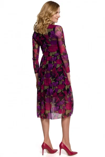 Dámské  Přiléhavé síťované šaty s květinovým potiskem - model 22298
