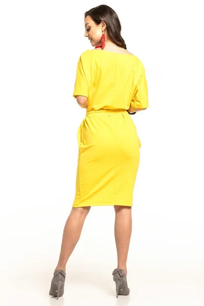 Dámské žluté midi šaty s netopýřími rukávy Tessita