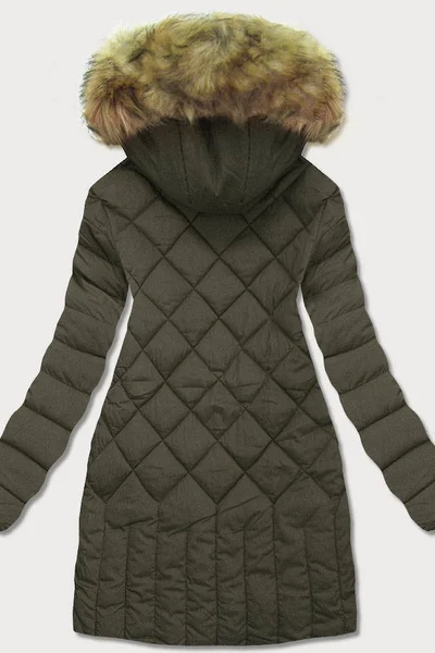 Khaki dámský zimní prošívaný kabát LF WOMEN