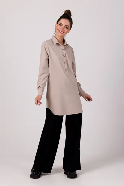 Béžová dámská delší tuniková košile BeWear plus size