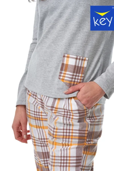 Dámské zimní hřejivé flanelové pyžamo Key
