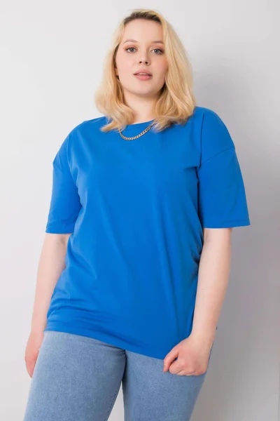 Tmavě modré bavlněné tričko plus velikosti FPrice