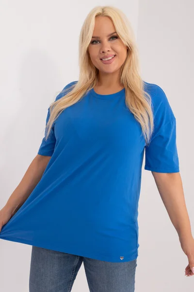 Tmavě modré bavlněné tričko plus velikosti FPrice