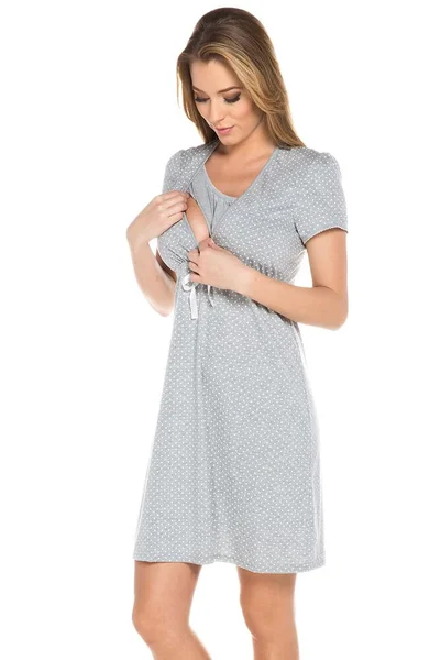 Dámské bavlněná těhotenská noční košilka Alena šedá Italian Fashion